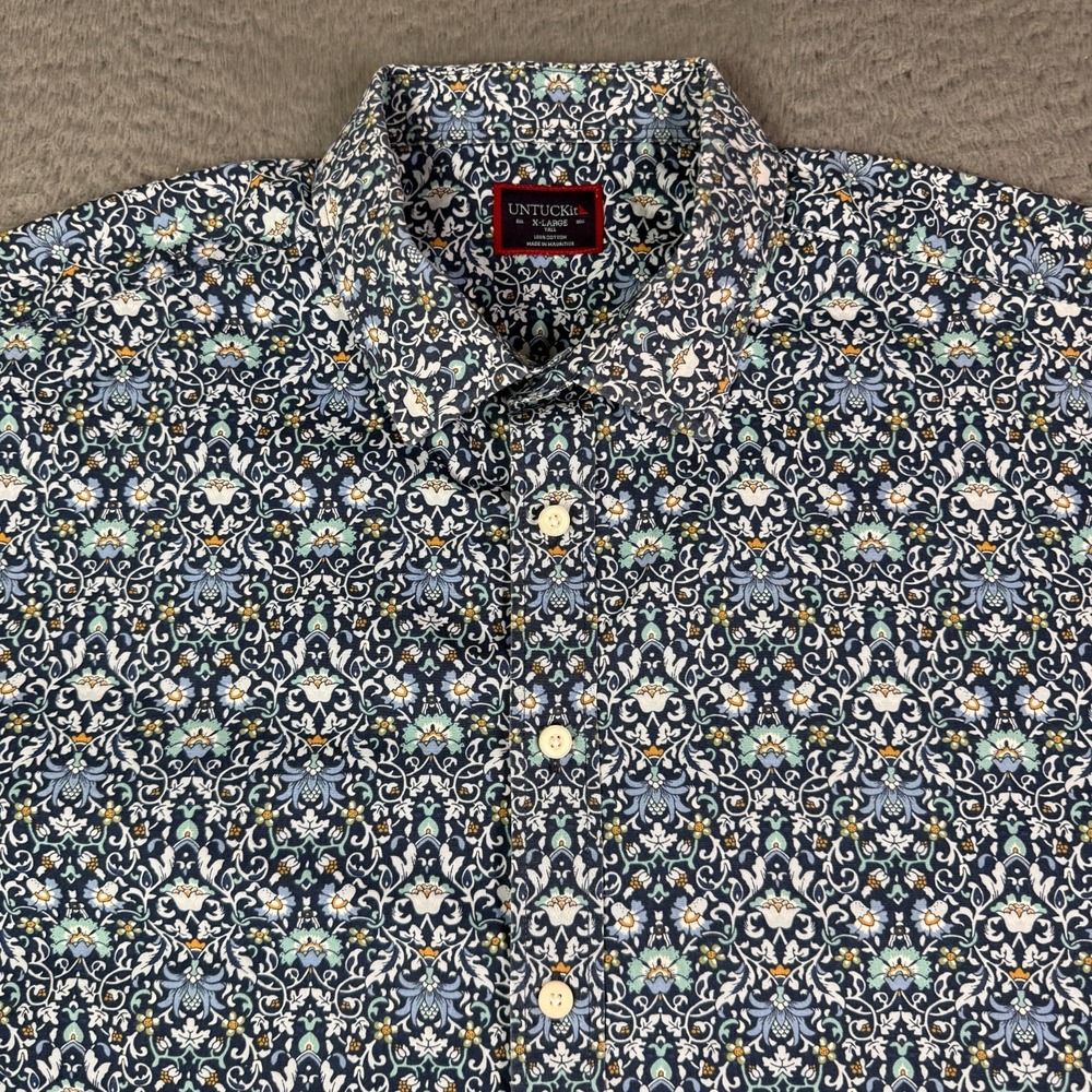 UNTUCKit Shirt Mens XLT Tall Floral Geometric Print Short Sleeve Cotton